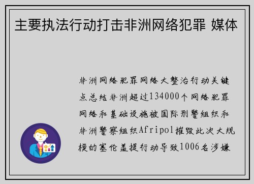 主要执法行动打击非洲网络犯罪 媒体
